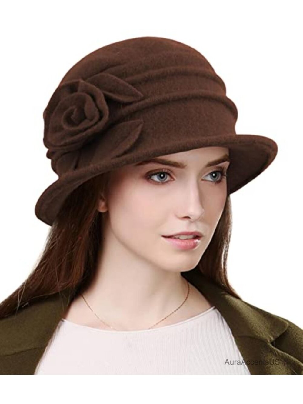 Vintage Wool Beret Hat Classic Floral 1920s French Style Winter